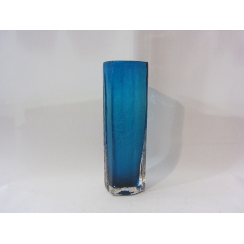 1438 - A Whitefriars Kingfisher blue ‘Cucumber’ glass vase, by Geoffrey Baxter, 29cm tall