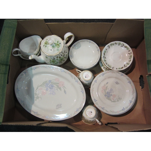 1446 - Three boxes of mixed ceramics and glassware including Colclough   (D)