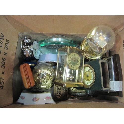 1457 - A box containing a mixed selection of clocks including alarm, anniversary, etc (a/f)        (E) £10-... 