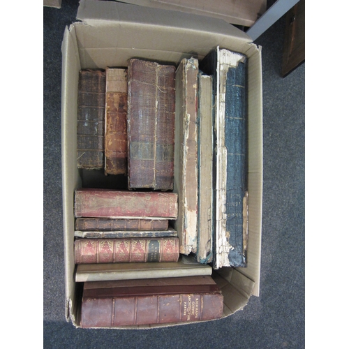 1463 - Two boxes of assorted antiquarian, leather bound and mixed books, including Illustrated London News ... 