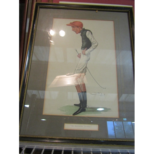 1386 - Seven Vanity Fair prints of jockeys including two Spy examples. Framed and glazed. Larger, 34.5cm x ... 