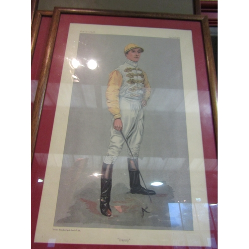 1386 - Seven Vanity Fair prints of jockeys including two Spy examples. Framed and glazed. Larger, 34.5cm x ... 