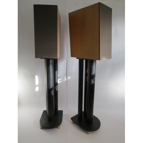 7367 - A pair of PMC (Professional Monitor Company Limited) Twenty 22 speakers in walnut finish, with assoc... 