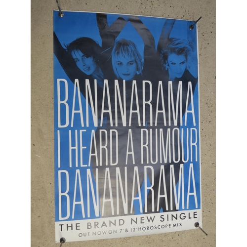 7282 - Six 1980s billboard promotional posters comprising Bananarama 'I Heard A Rumour', Chris Rea 'Let's D... 