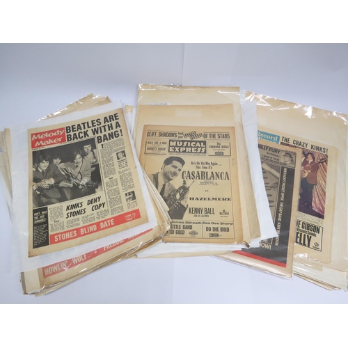 7307 - A collection of approx. fifty-six 1960s music newspaper/magazines to include NME (approx. 23), Melod... 