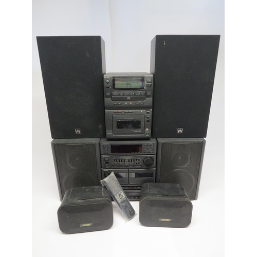 7381 - Hi-fi- A Sony FH-B5CD compact component system with detachable speakers, Sony PMC-301L personal comp... 