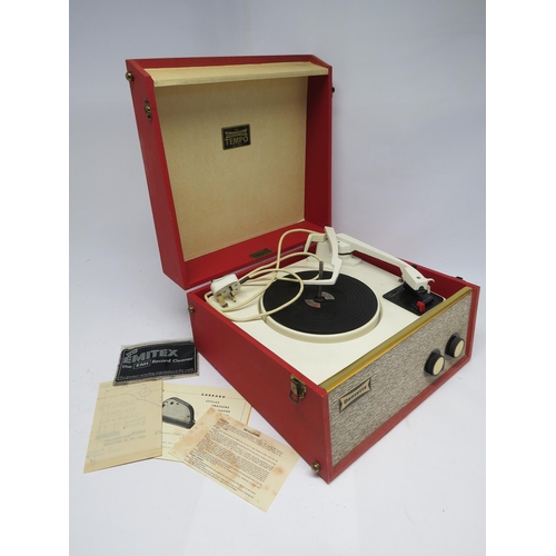 7385 - A mid 20th Century Dansette Tempo record player with Garrard turntable, mechanism restored in 2021, ... 