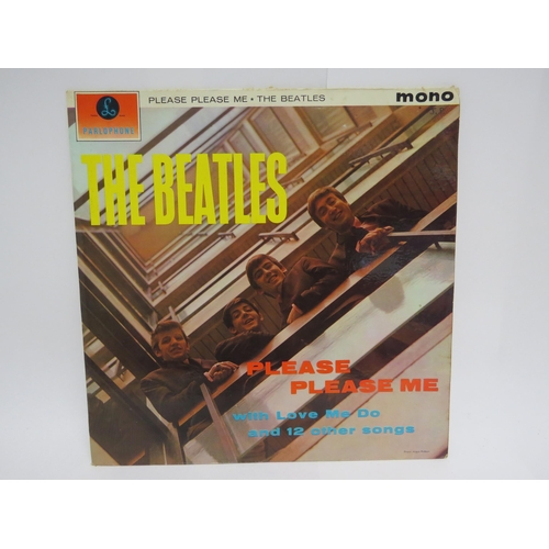 7042 - THE BEATLES: 'Please Please Me' LP, hard to find third UK mono pressing, yellow and black Parlophone... 