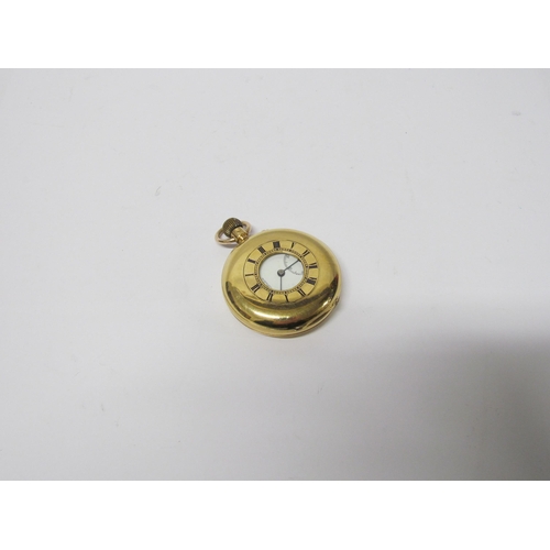 8173 - An 18ct gold H.W.Benson half hunter keyless Ludgate pocket watch, 115g total,  5cm diameter