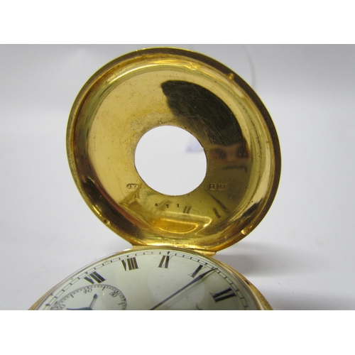 8173 - An 18ct gold H.W.Benson half hunter keyless Ludgate pocket watch, 115g total,  5cm diameter