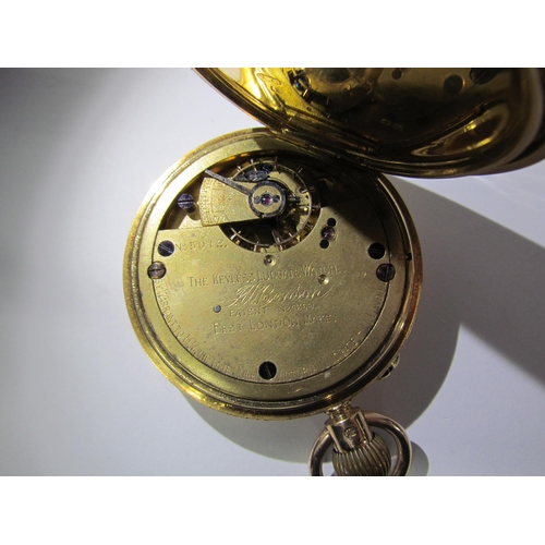 8173 - An 18ct gold H.W.Benson half hunter keyless Ludgate pocket watch, 115g total,  5cm diameter