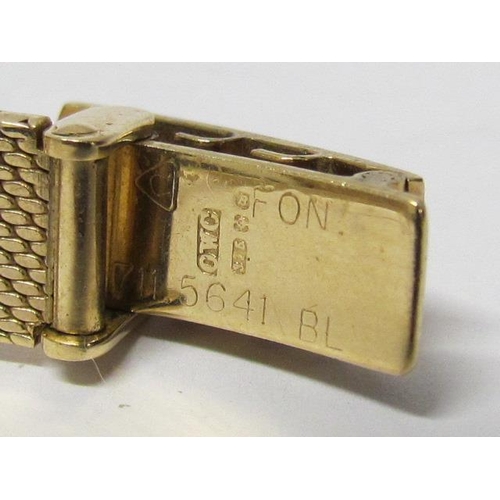 8144 - A lady's Omega 9ct gold wristwatch, baton makers, inside case marked Omega Watch Co 7290, 034, 29.3g