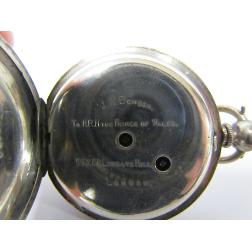 8106 - Three pocket watches including J.W. Benson plated example, fine silver example and William Redwood, ... 