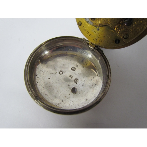 8093 - A Richard Fairey silver pair cased verge pocket watch, London 1825 movement numbered 8006 (hinge to ... 