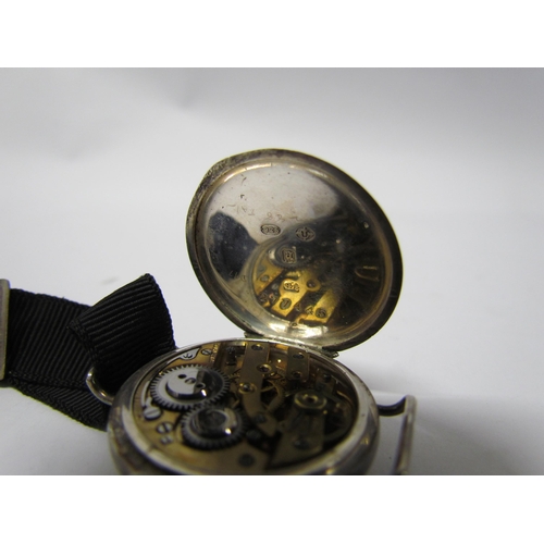 8138 - Two early 20th Century silver watches with silk straps one marked 925 date mark for 1916 the other 9... 