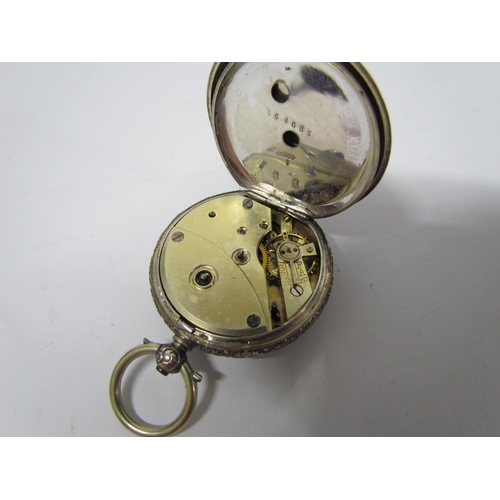 8108 - Three Continental silver fob watches including Swiss made all with decorative cases. Floral embellis... 