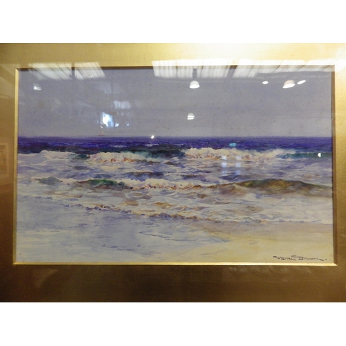 4145 - WARNE BROWNE (1855-1915): Watercolour depicting a seascape, signed lower right, framed and glazed, s... 