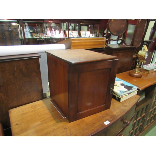 4203 - A 19th Century mahogany single door table top cupboard, 40cm tall x 34cm wide x 40cm deep