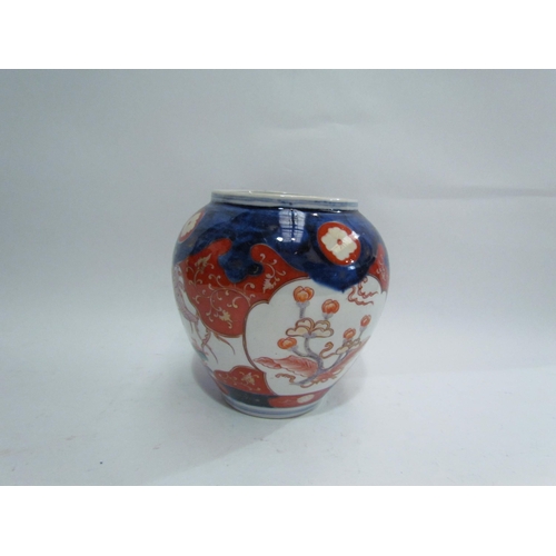 4236 - A box containing willow pattern china and an Imari pattern vase etc