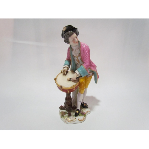 4254 - A Continental porcelain figure of musician playing a drum, 25cm tall, a/f          (E) £15-20