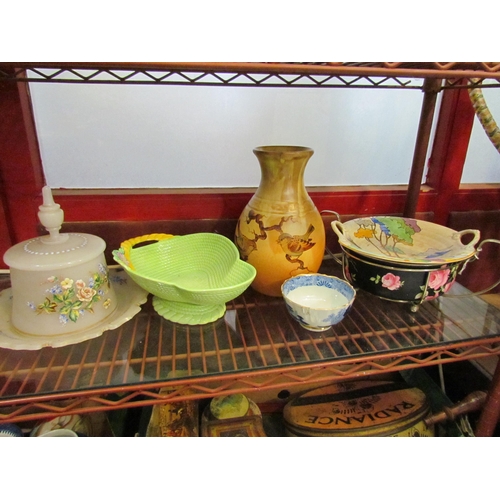 4417 - Assorted glass and ceramics including a Carlton Ware fruit bowl and a James Kent Ltd hand-painted tw... 