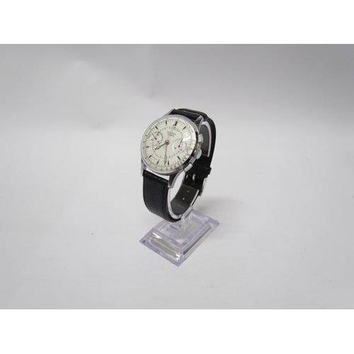 8145 - A Sekonda chronograph 3017 USSR nickel and stainless steel gentleman's wristwatch, the white face wi... 