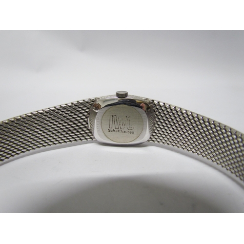 8142 - An IWC (International Watch Company) white gold ladies wristwatch, snake link bracelet, Oman Arabic ... 