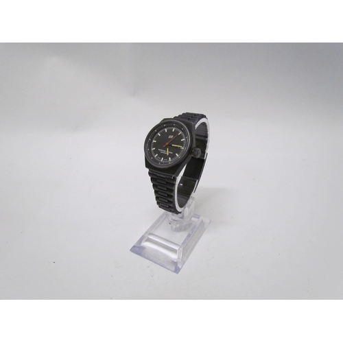 8136 - A porsche Design automatic ladies wristwatch, gun metal strap and case, with documentation