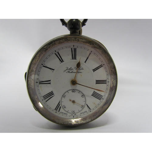 8097 - John White Fakenham silver cased pocket watch, Birmingham 1910. 5cm diameter