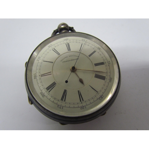 8095 - A Victorian silver cased, centre seconds chronograph pocket watch manufactured in Coventry by James ... 