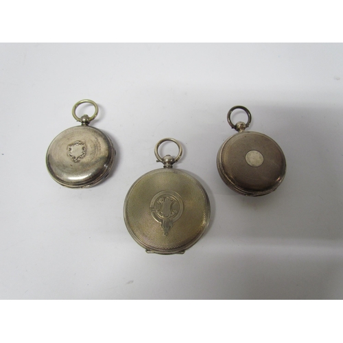 8114 - Three varying size pocket watches including silver cased London 1852, 1860 and one marked 800. Face ... 