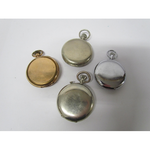 8102 - Two pocket watches including Meteor (face damaged) nickle cased and two Stop watches (damage to one ... 