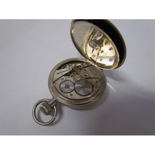 8102 - Two pocket watches including Meteor (face damaged) nickle cased and two Stop watches (damage to one ... 