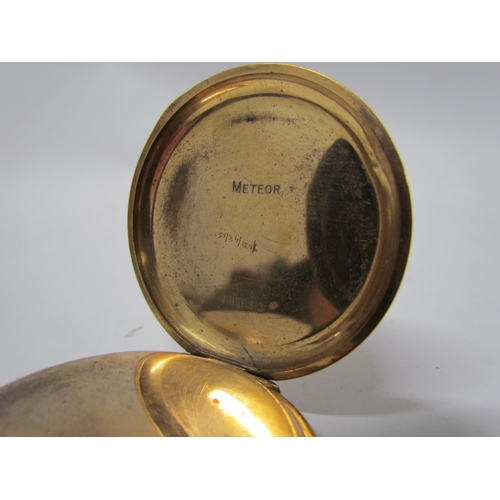 8102 - Two pocket watches including Meteor (face damaged) nickle cased and two Stop watches (damage to one ... 