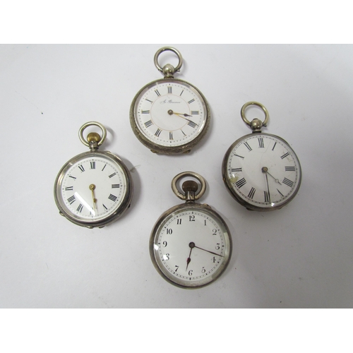 8100 - Four fob watches including two fine silver examples, one marked 935 Kemp & Wilcox, Wolverhampton & B... 