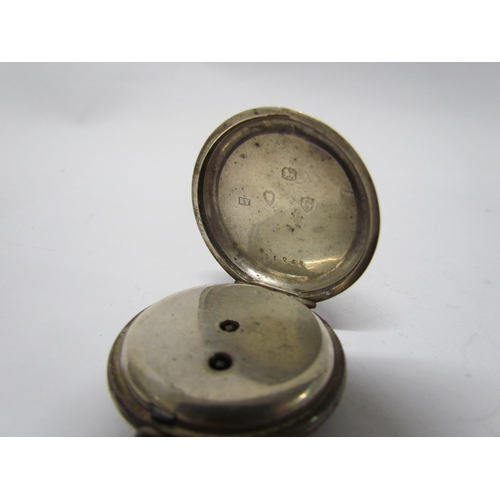 8113 - Two Continental silver fob watches and English silver cased London 1882. Decorative cases floral emb... 