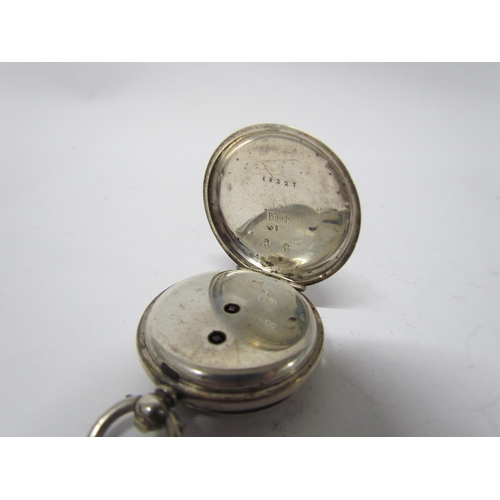 8113 - Two Continental silver fob watches and English silver cased London 1882. Decorative cases floral emb... 