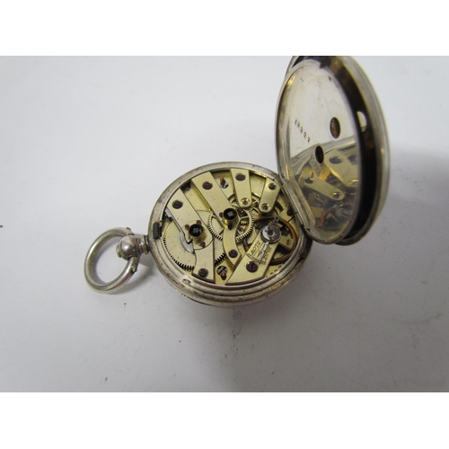 8113 - Two Continental silver fob watches and English silver cased London 1882. Decorative cases floral emb... 