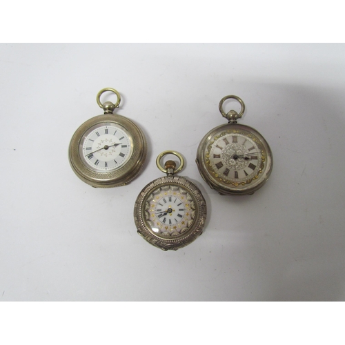 8101 - Two fine silver Continental pocket watches and one marked 935 all with lightly decorative cases, (3)... 