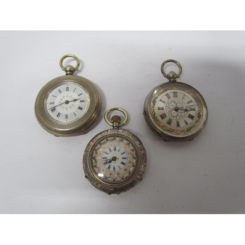 8101 - Two fine silver Continental pocket watches and one marked 935 all with lightly decorative cases, (3)... 