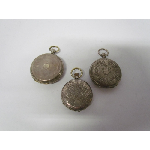 8101 - Two fine silver Continental pocket watches and one marked 935 all with lightly decorative cases, (3)... 