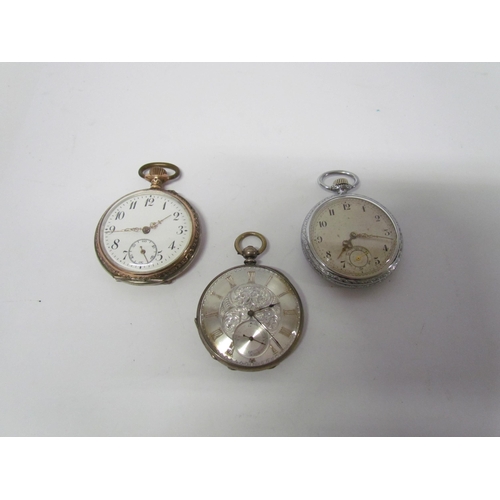 8107 - An Elgin cased 14k gold filled pocket watch, Argent example with silver face and bimetallic example ... 