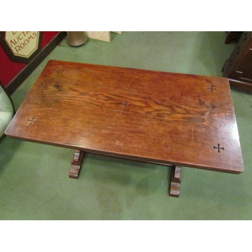 4023 - A circa 1900 ecclesiastical oak table with carved Maltese cross decoration (a symbol of protection) ... 