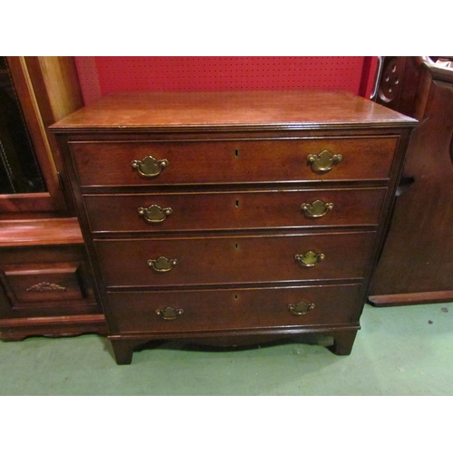 4065 - A George III North Country oak and mahogany crossbanded and reeded corner chest of four graduating l... 