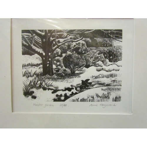 4090 - Two Anne Hayward limited edition prints, wheelbarrow No. 41/50, 8cm x 10cm image size, and 