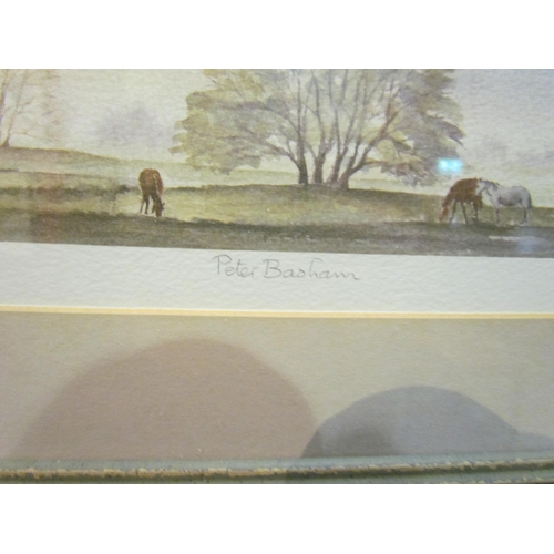 4100 - PETER BASHAM: Two watercolour prints depicting rural scenes with horses, limited editions 182/500 an... 