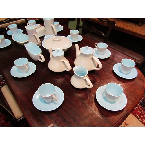 4170 - An assortment of Poole twin tone pale blue and grey table wares including lidded tureen, cups and sa... 