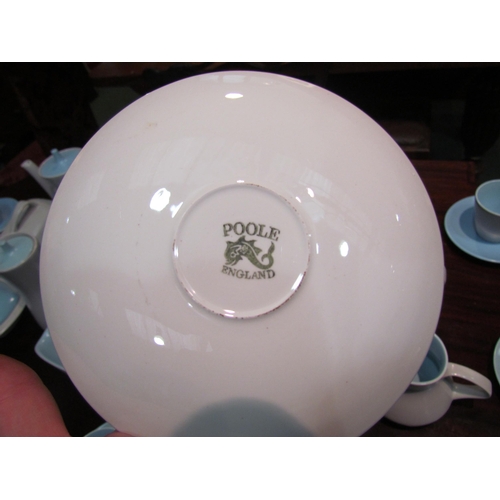 4170 - An assortment of Poole twin tone pale blue and grey table wares including lidded tureen, cups and sa... 