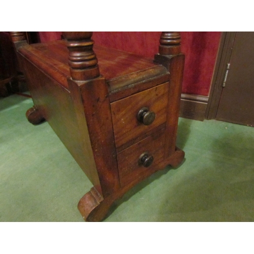 4195 - A Victorian mahogany dining table extra leaf holder with two drawers, 187cm tall x 78cm long x 42cm ... 