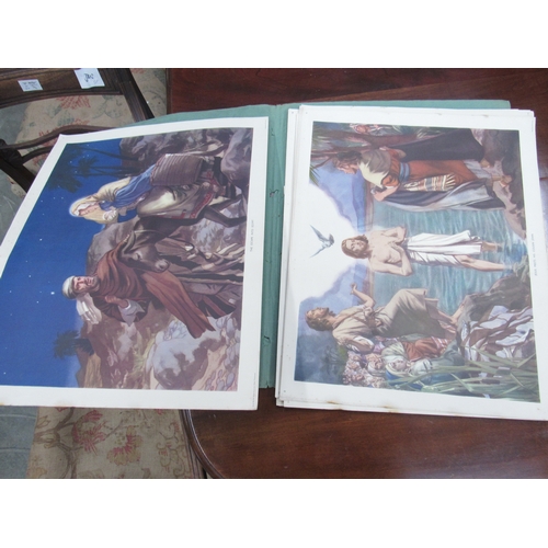 2454 - Portfolio of 23 large coloured religious prints from Enid Blytons 